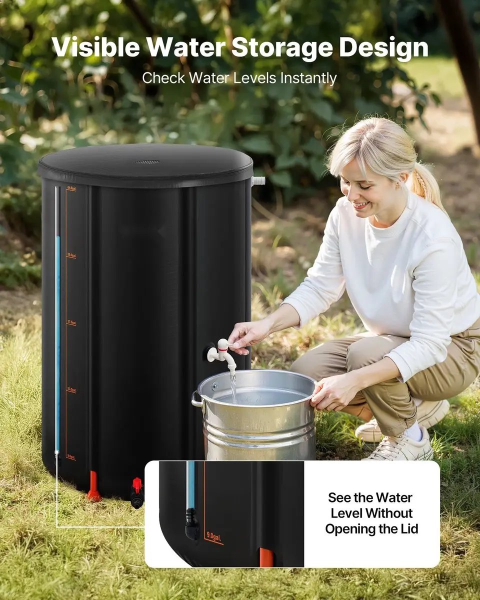 Ecoflow Opvouwbare Regenwaterton 250L - Zwart - afbeelding 3 van 6