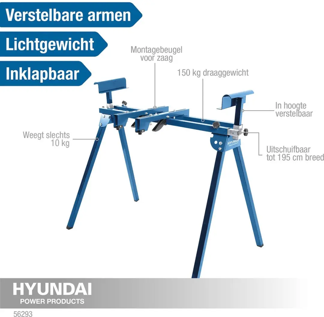 Hyundai Afkortzaag Onderstel 56293 - Lichtgewicht inklapbaar - 150 kg