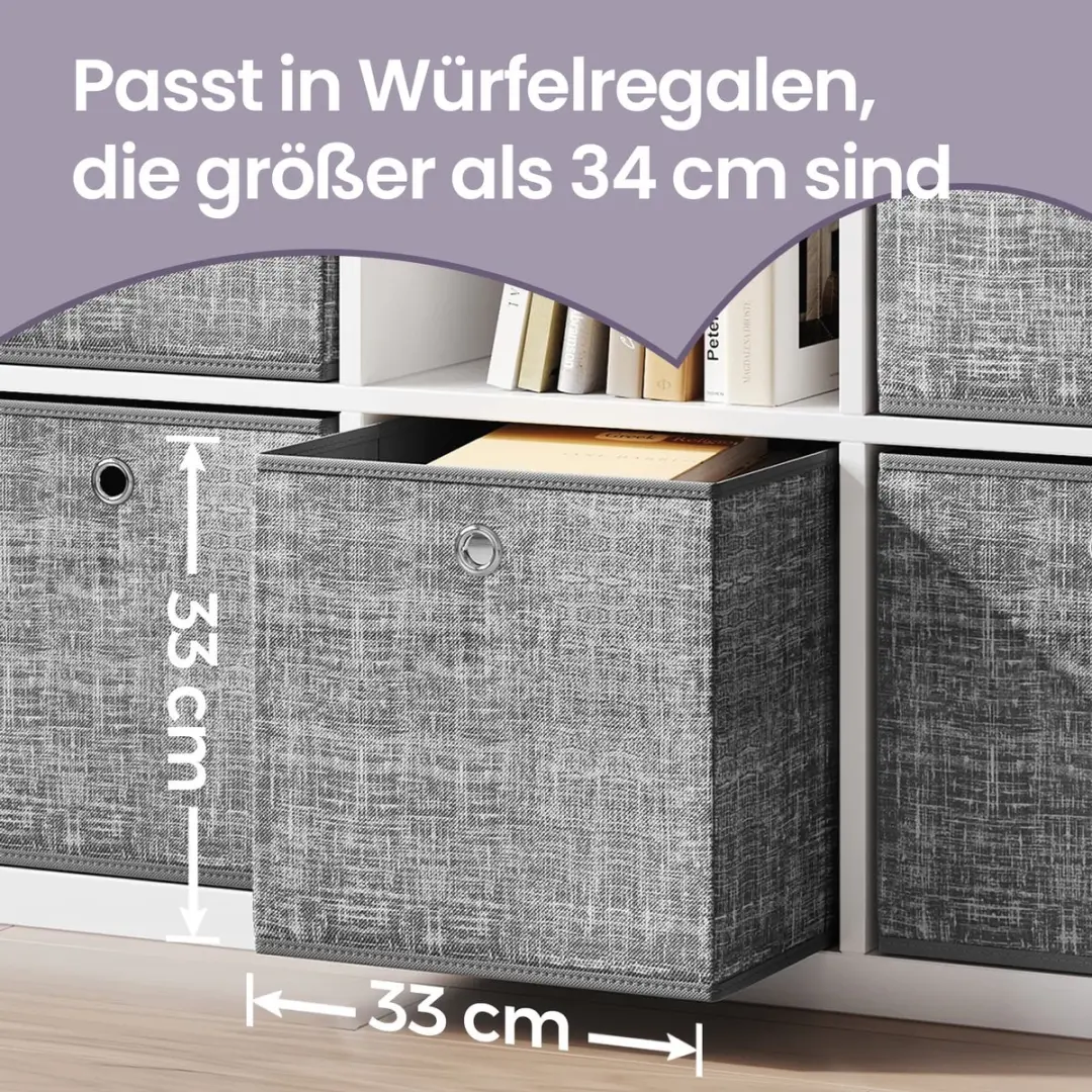 Songmics Opbergdozen Set 6 Stuks - 1L Grijs