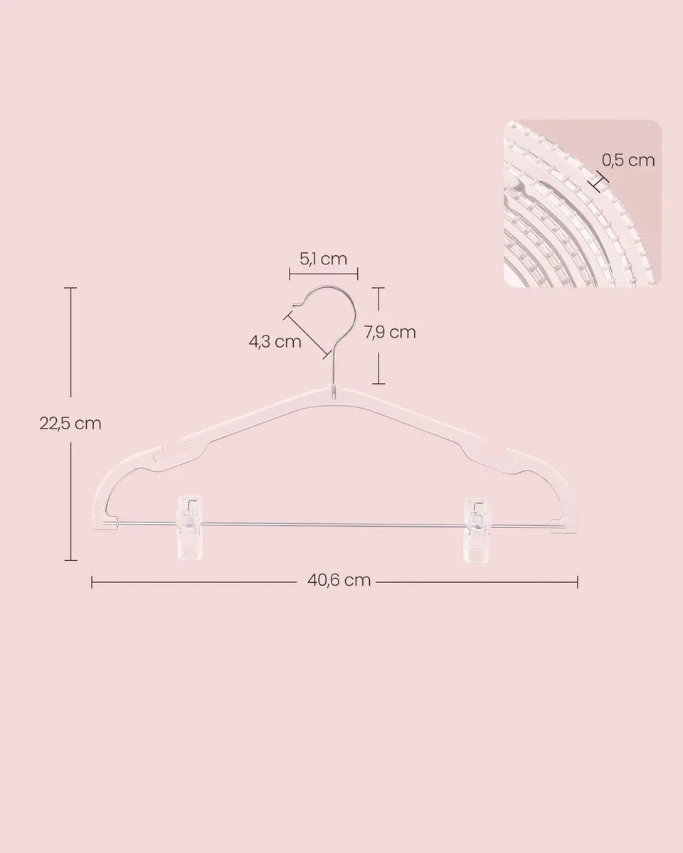 Songmics Broekhanger Set 30 Stuks - Transparant - afbeelding 6 van 6