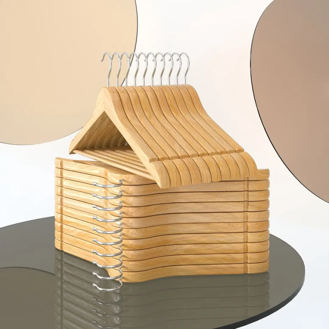 Songmics Houten Kledinghangers 20 Stuks - Natuurlijk