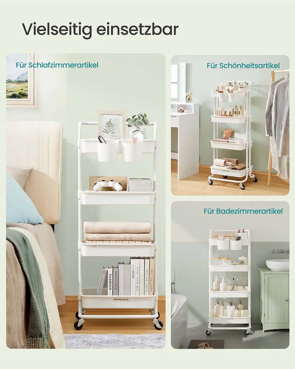 Songmics Trolley 4-niveaus - Wit