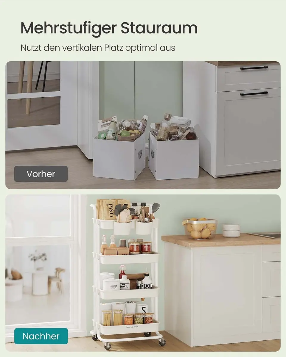 Songmics Trolley 4-niveaus - Wit