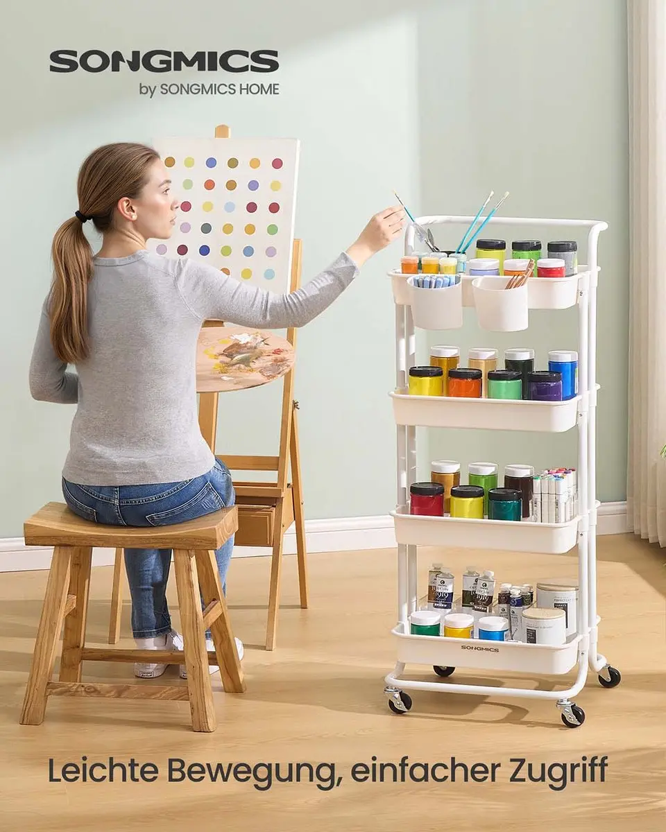 Songmics Trolley 4-niveaus - Wit