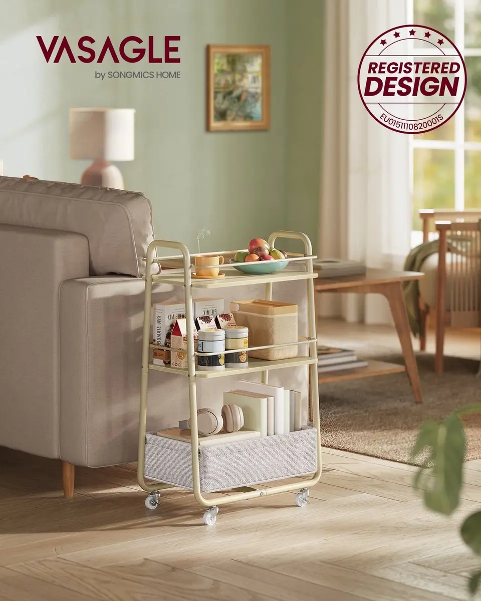 Songmics Trolley - Stoffenen Mand Beige/Crème