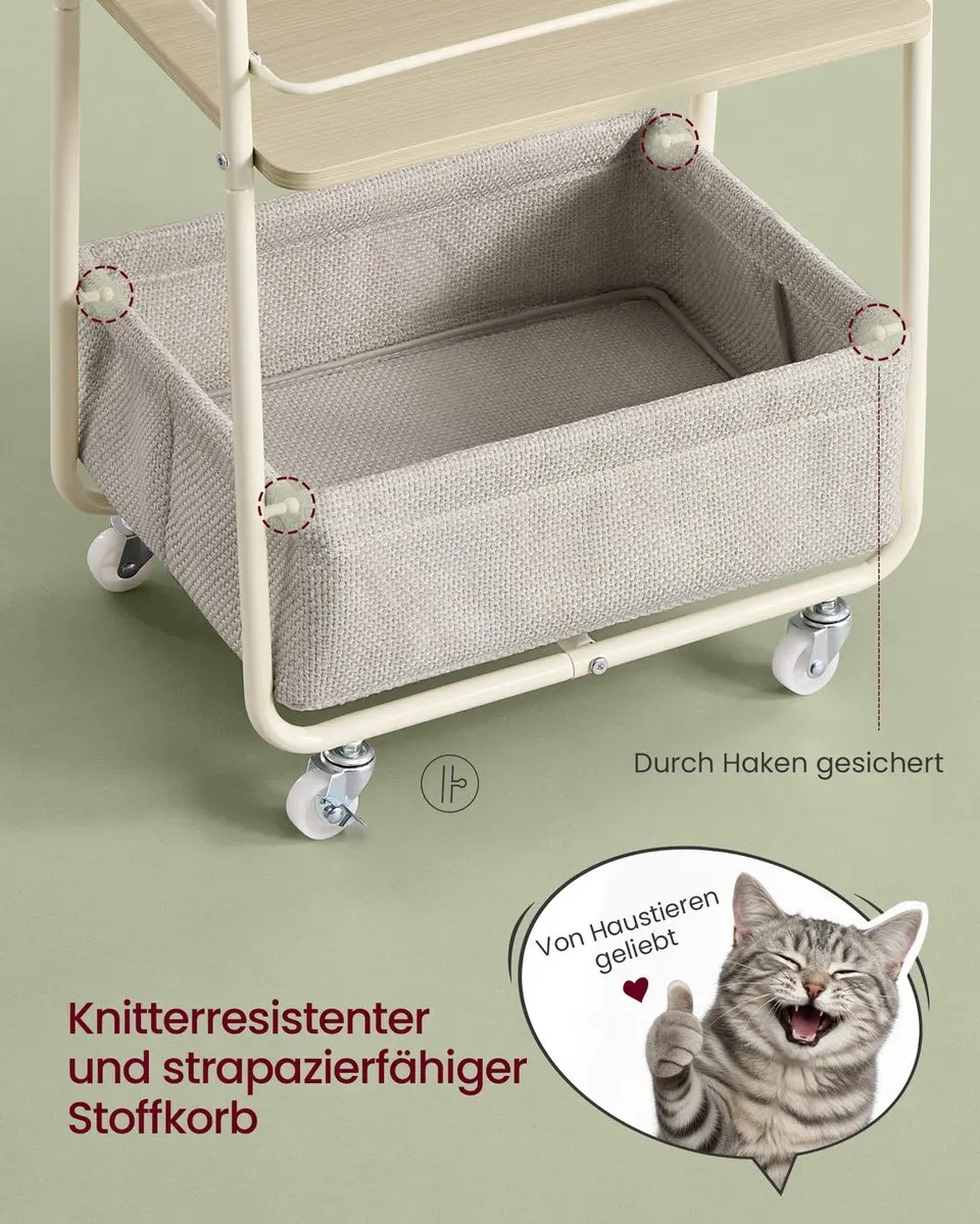 Songmics Trolley - Stoffenen Mand Beige/Crème