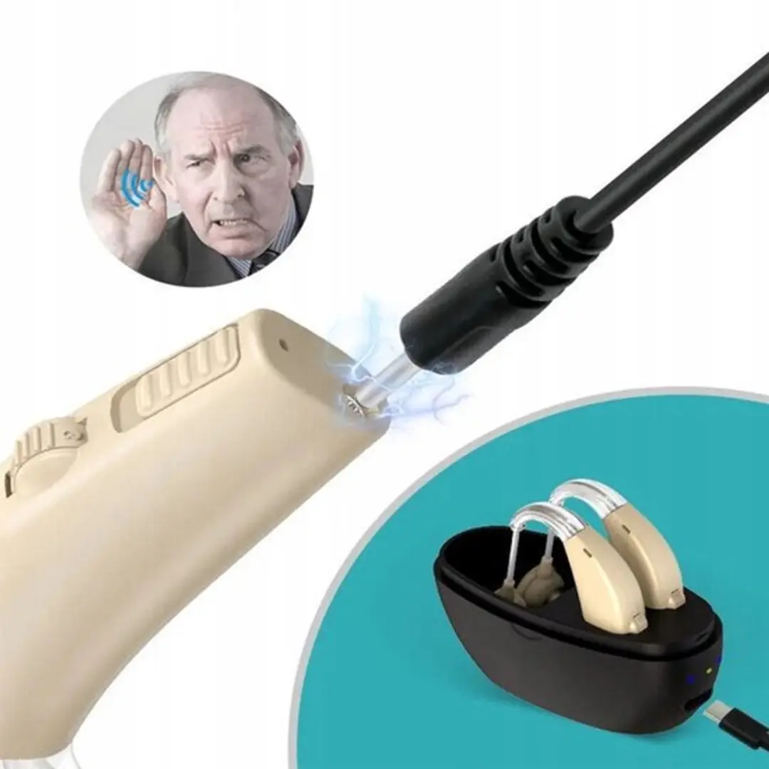 ECTEATOY Digitaal Hoortoestel Achter-het-Oor - Oplaadbaar - 25 uur - Zwart - afbeelding 3 van 6