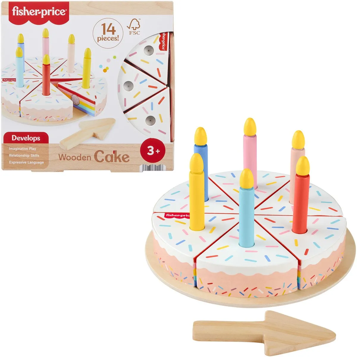 Fisher-Price Houten Taart JGR82 - 14-delig Meerkleurig