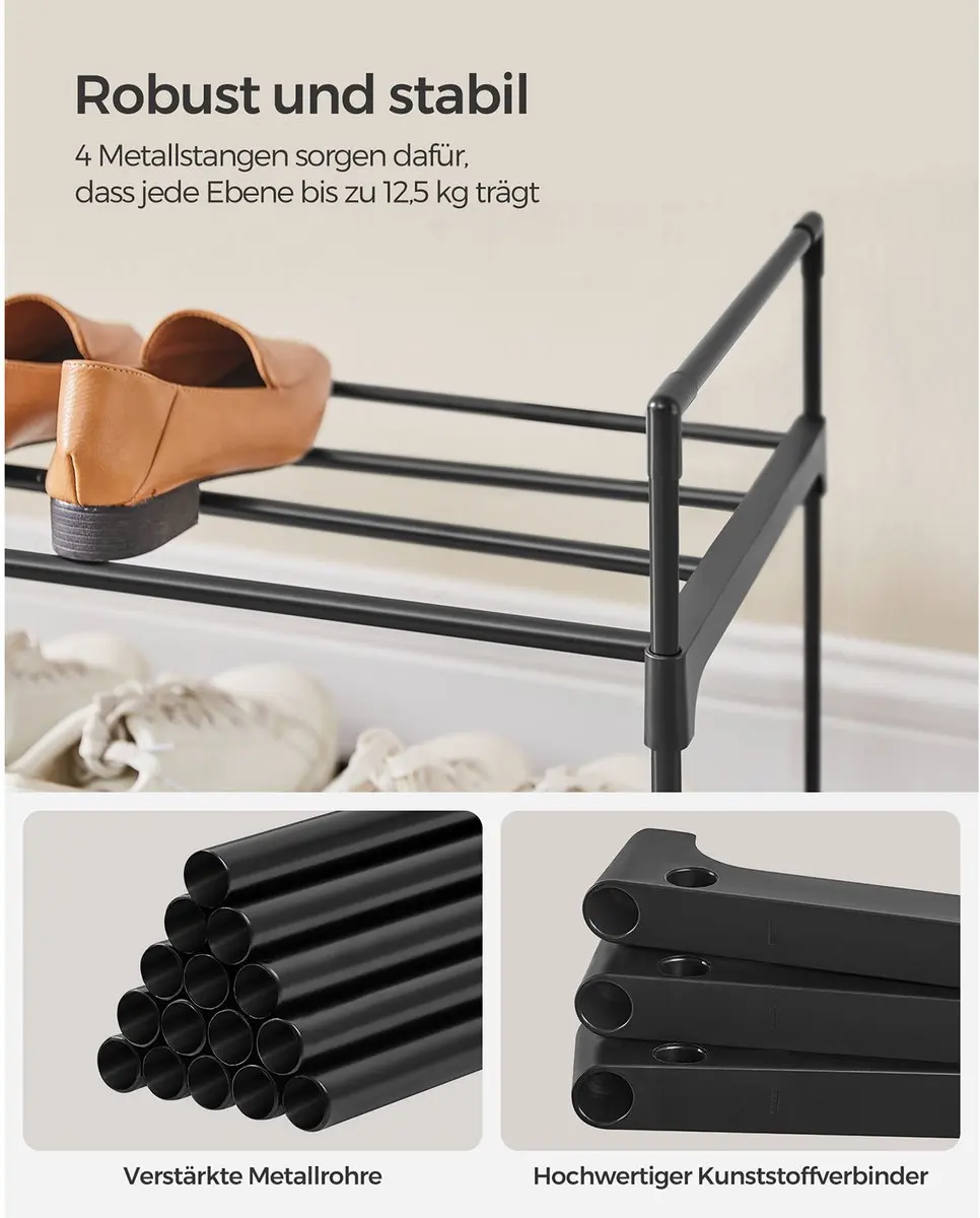 Songmics Schoenenrek 3-laags - 30x116x55cm - Zwart