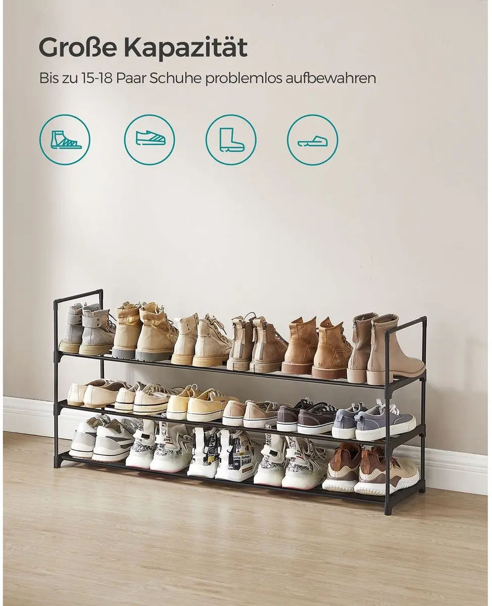 Songmics Schoenenrek 3-laags - 30x116x55cm - Zwart