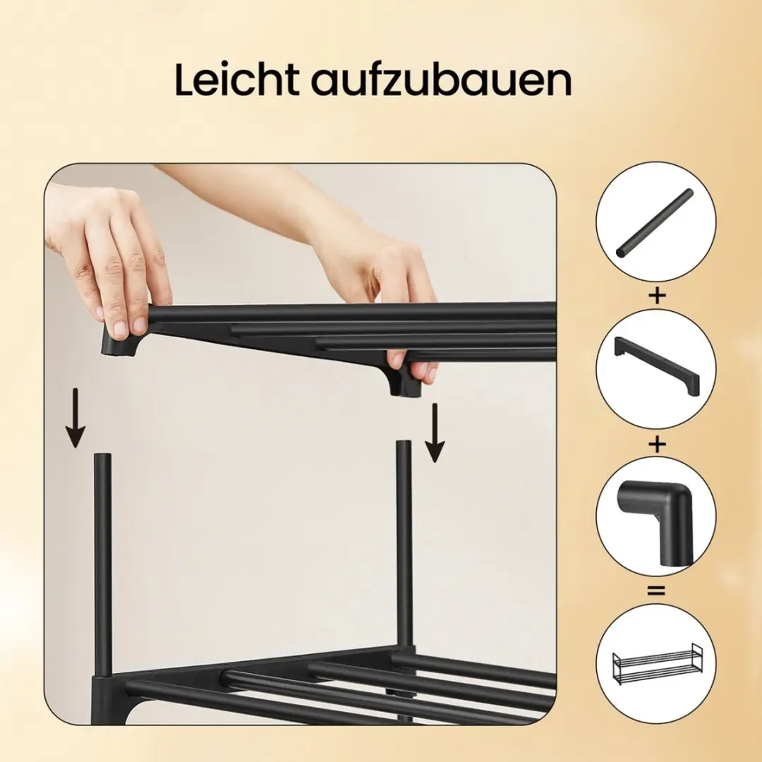 Songmics Schoenenrek 3-laags - 9 Paar - Zwart