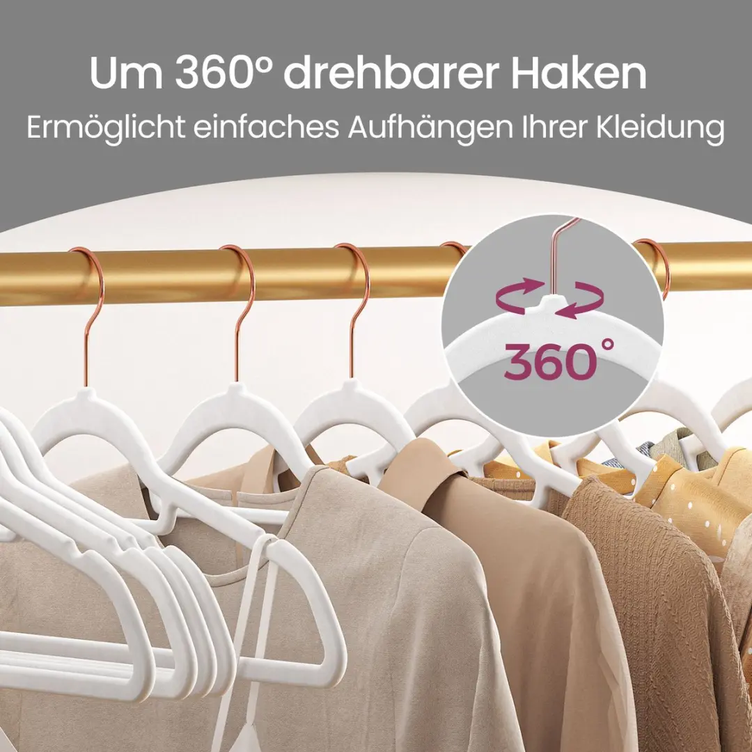 Songmics Fluwelen Kleerhangers - 50 Stuks - Roze/Wit