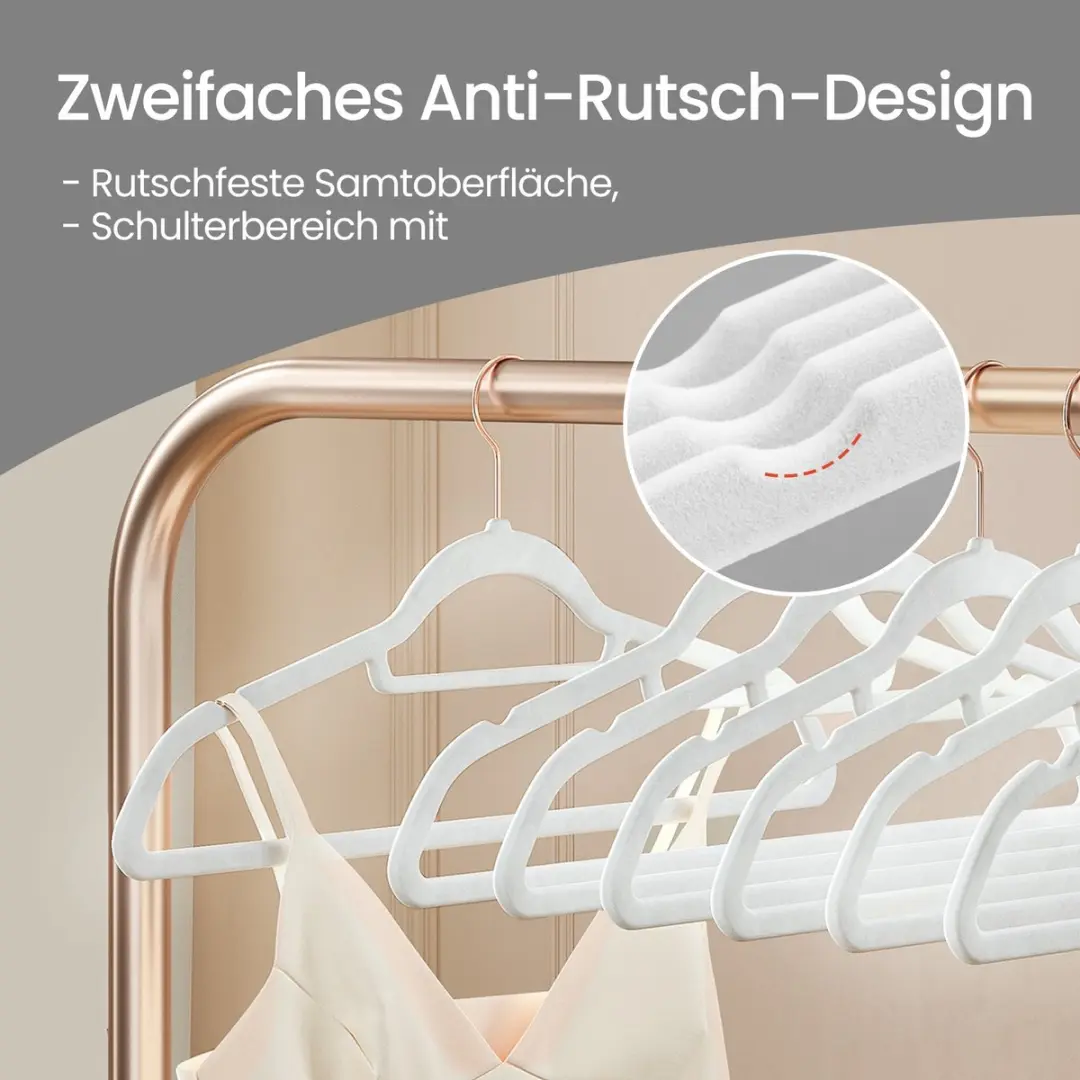 Songmics Fluwelen Kleerhangers - 50 Stuks - Roze/Wit