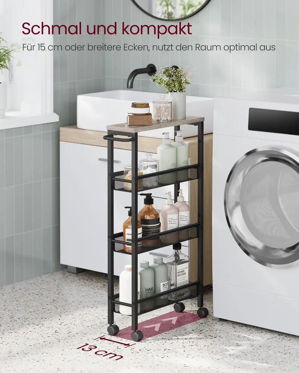 Songmics Trolley 4-niveau - Grijs/Zwart