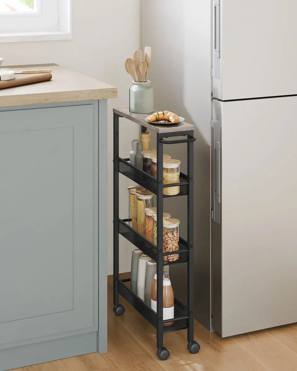Songmics Trolley 4-niveau - Grijs/Zwart