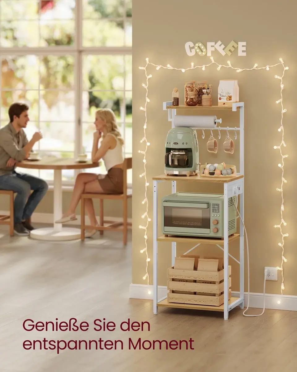 Songmics Keukenrek 4 lagen - 40x45x140cm - Goud eiken/Wolkenwit
