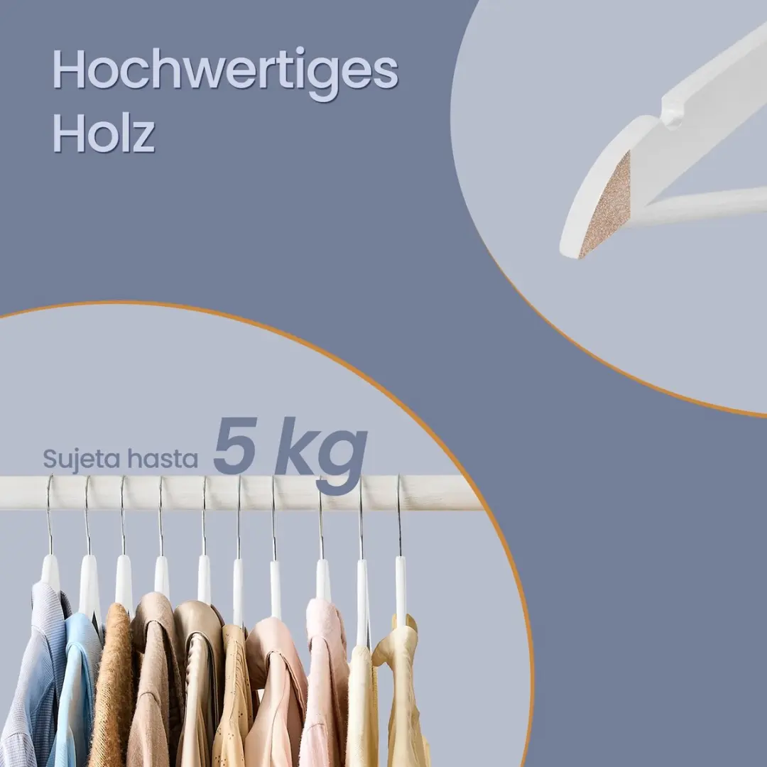 Songmics Broekhangers Set 20 Stuks - Hout - Wit - afbeelding 5 van 6