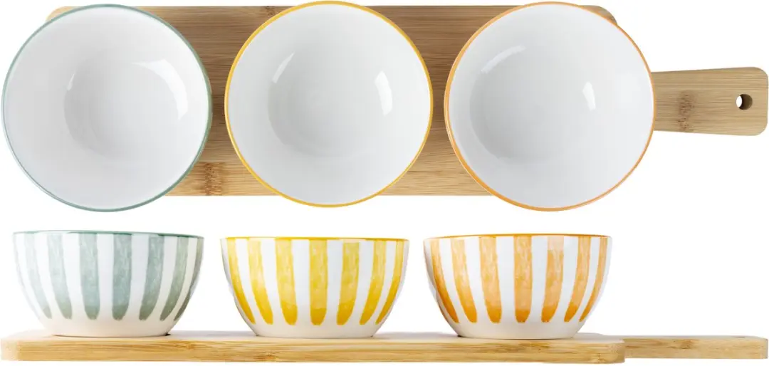 Cosy&Trendy Copa Aperoset 4-delig - Bamboeplank met kommetjes - 4 Stuks