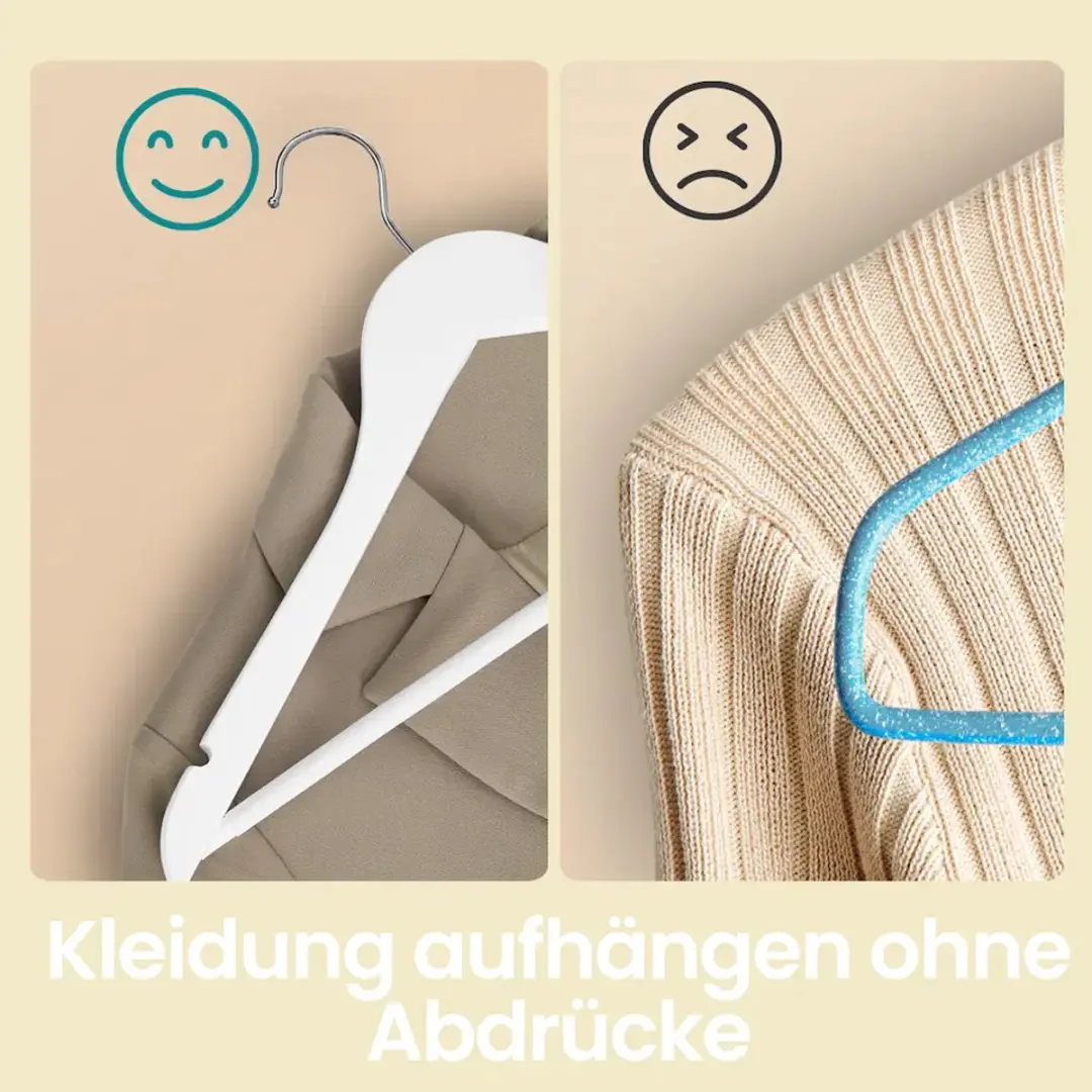 Songmics Houten Kleerhangers Set 20 Stuks - Wit/Zilver