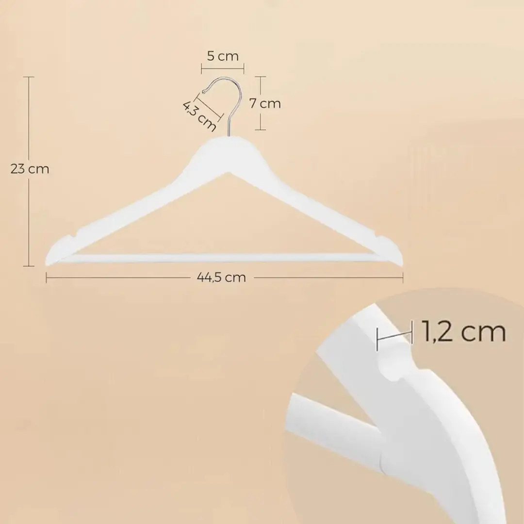 Songmics Houten Kleerhangers Set 20 Stuks - Wit/Zilver