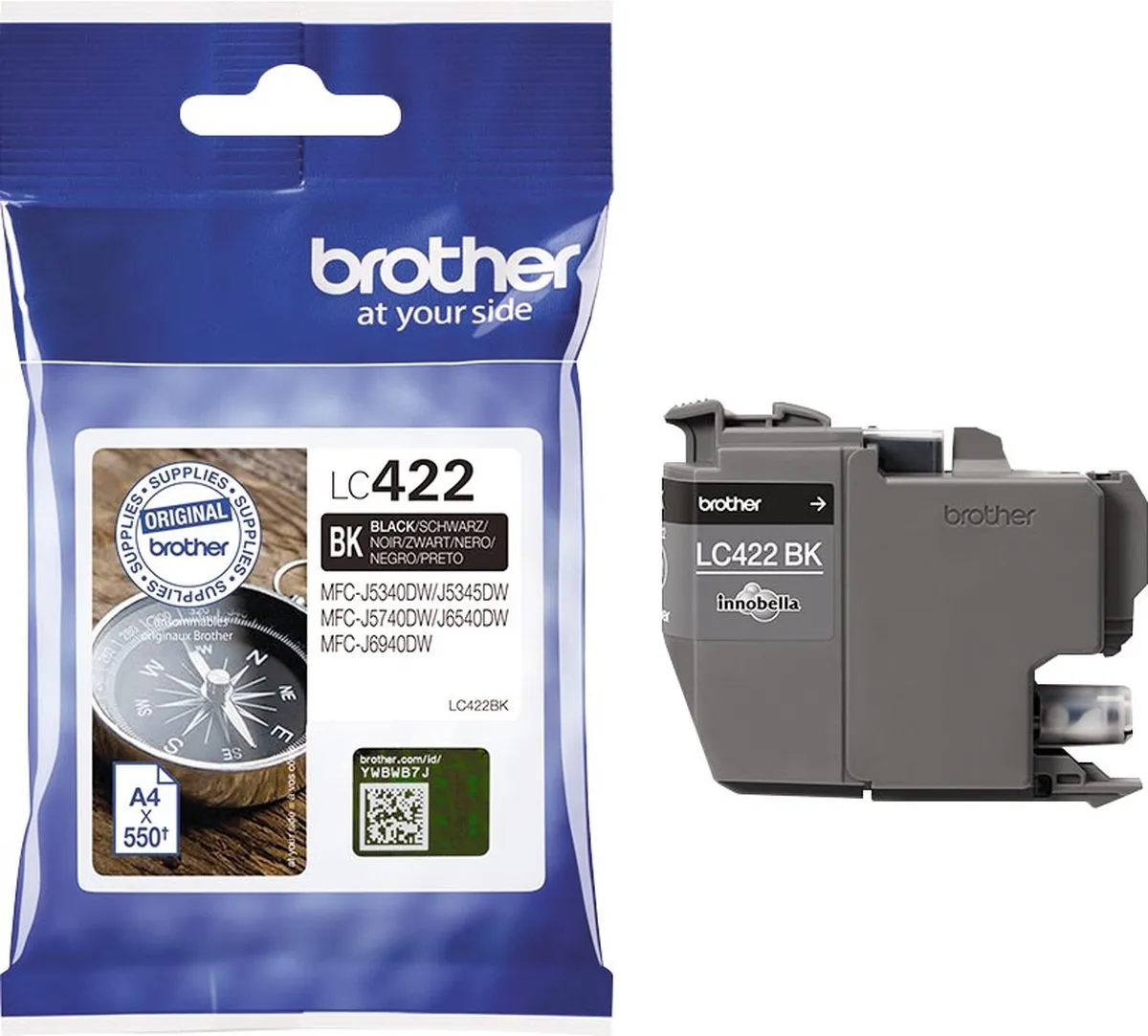 Brother LC-422BK Inktcartridge - 550 pagina's - Zwart