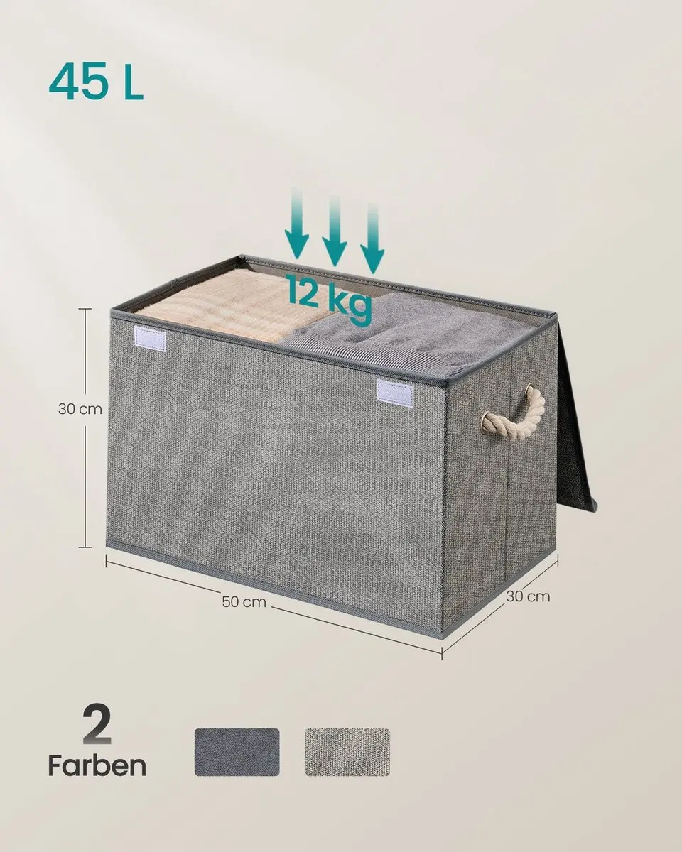 Songmics Opbergdoos Set 3 Stuks - Duifgrijs 50x30x30cm - afbeelding 6 van 6