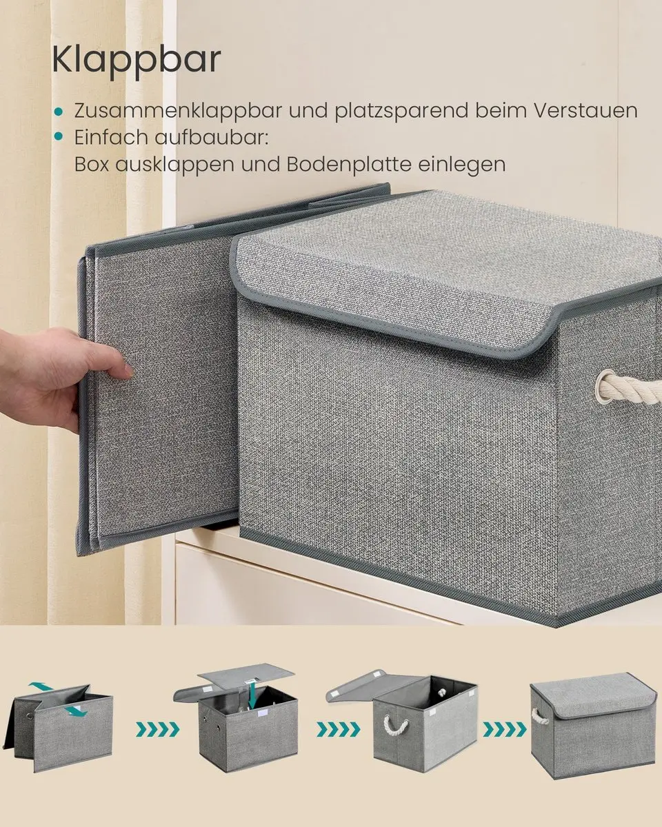Songmics Opbergdoos Set 3 Stuks - Duifgrijs 50x30x30cm - afbeelding 5 van 6