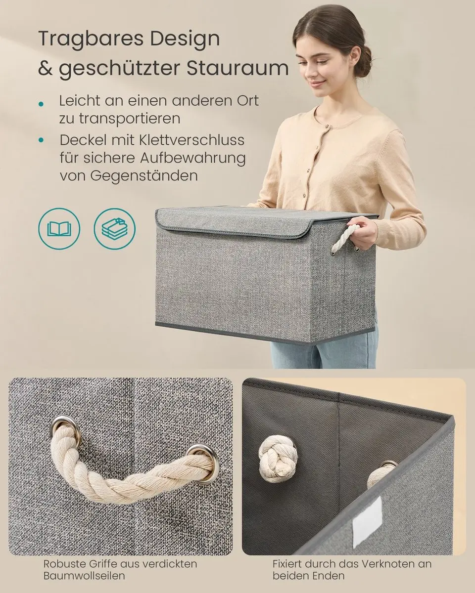 Songmics Opbergdoos Set 3 Stuks - Duifgrijs 50x30x30cm - afbeelding 4 van 6