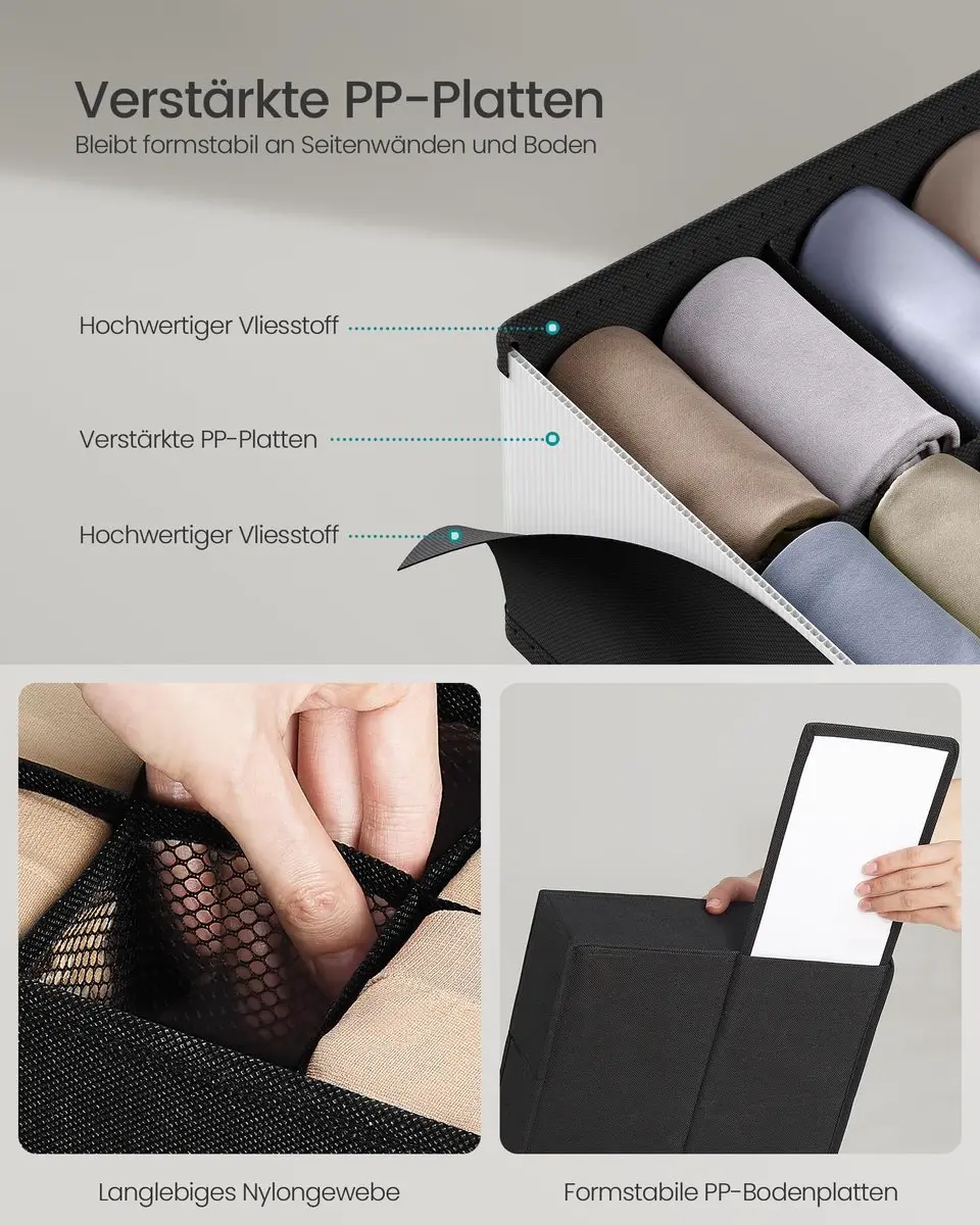 Songmics Ondergoedorganizerset 4 Stuks - 80 Compartimenten - Zwart