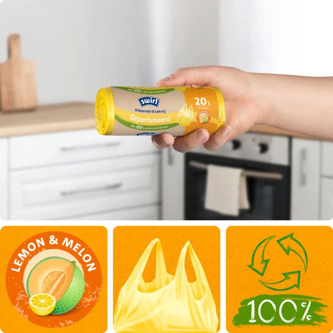 Swirl Vuilniszakken 20L - 25 Stuks - Lemon & Melon Geparfumeerd
