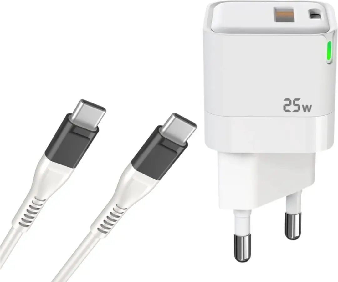 GB Mini Snellader 25W USB-C/USB-A - 25W - Donkergrijs