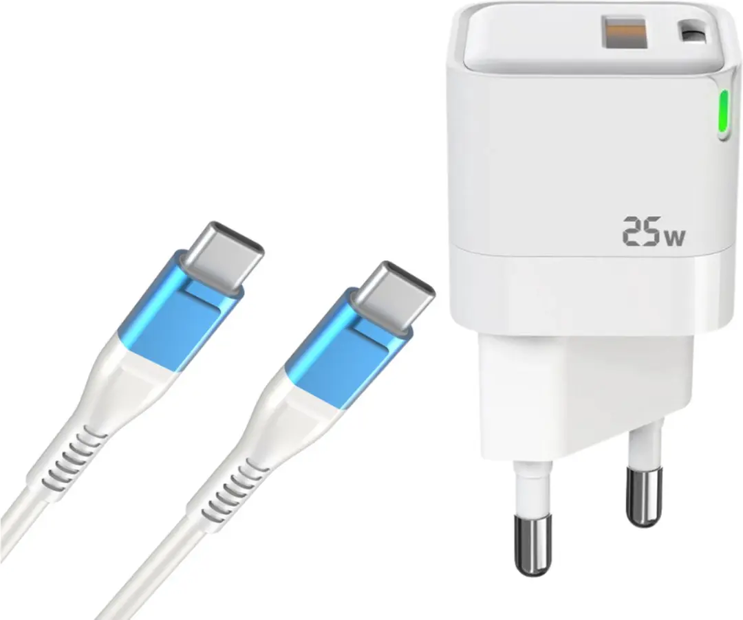 GB Mini Snellader 25W USB-C/USB-A - 25W - Quartz Blauw