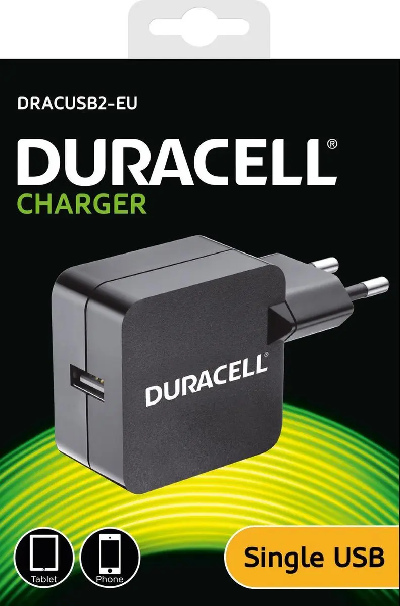 Duracell DRACUSB2-EU USB Oplader 5V/2,4A - Zwart
