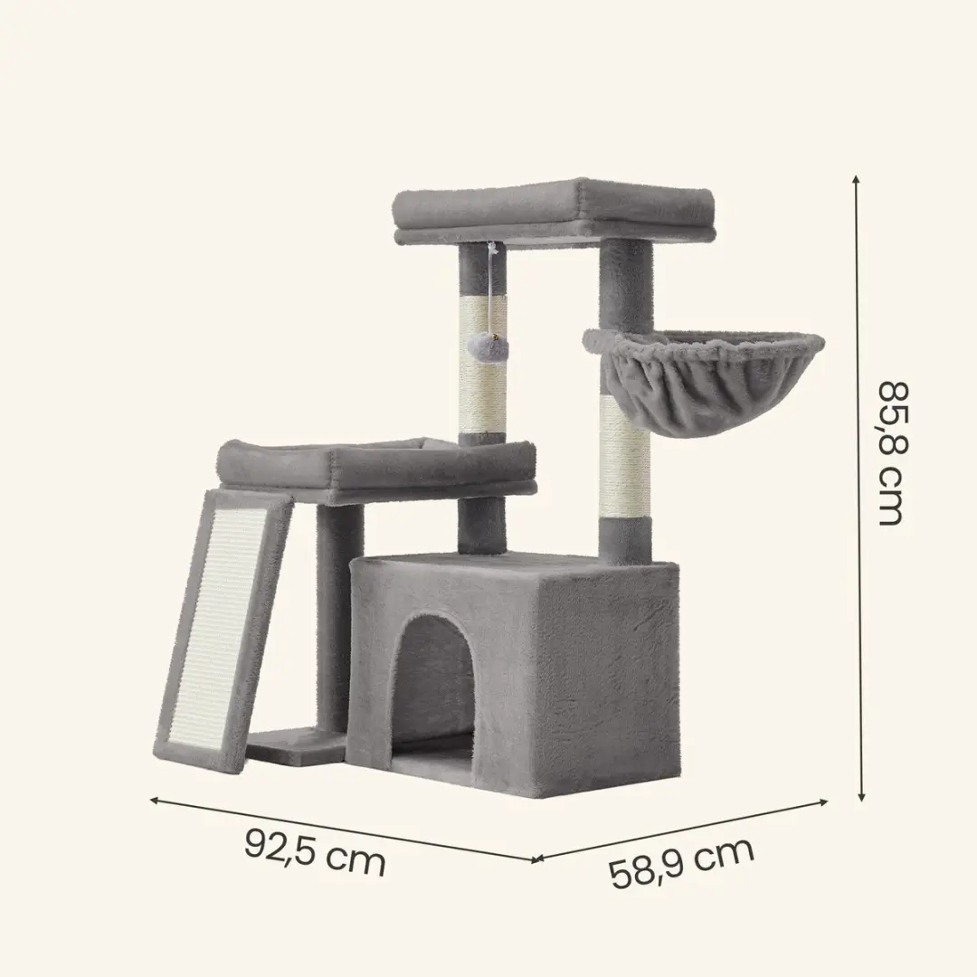 Songmics Krabpaal met grot 92,5x58,9cm - Lichtgrijs