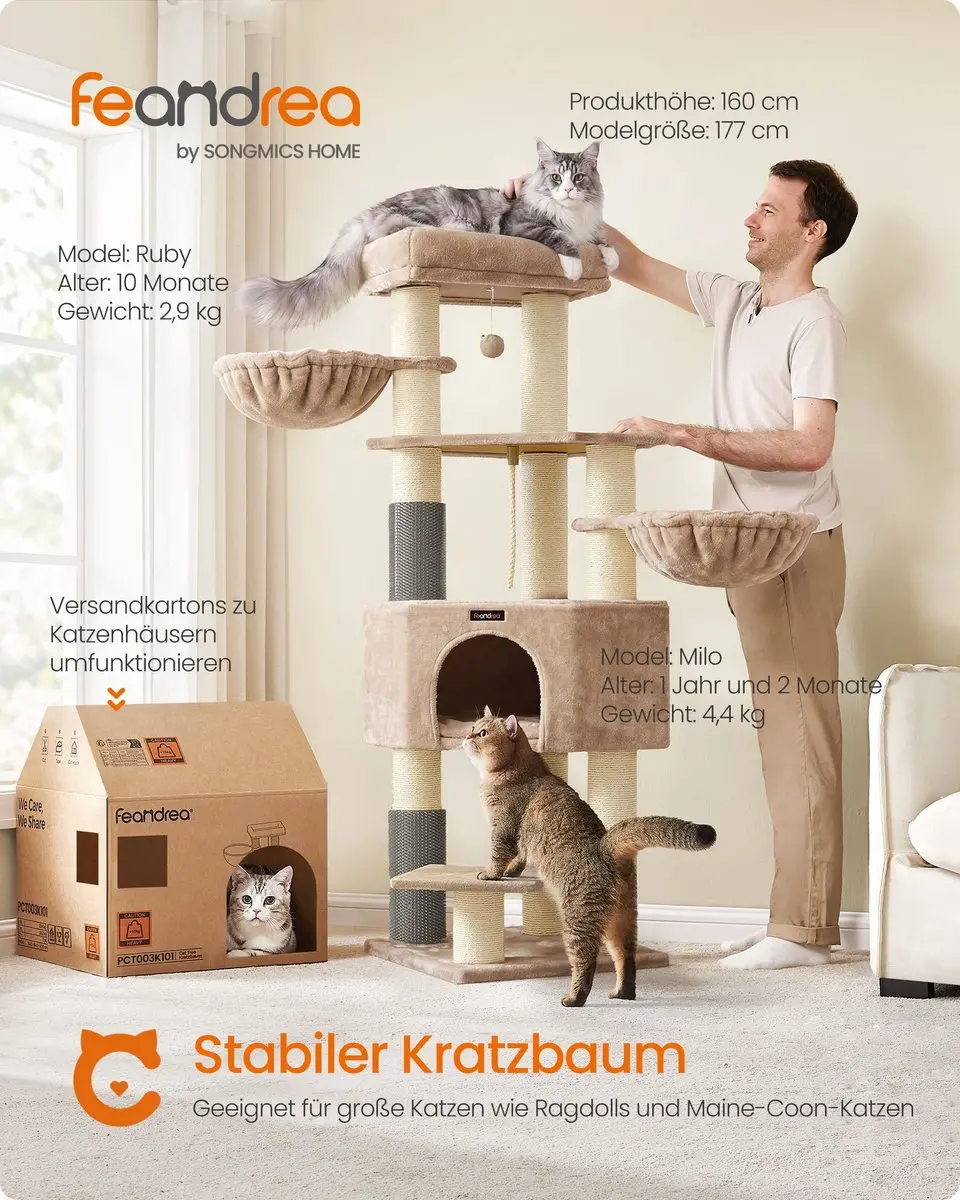 Songmics Krabpaal Beige - Zelfverwarmende deken 50x50x160cm