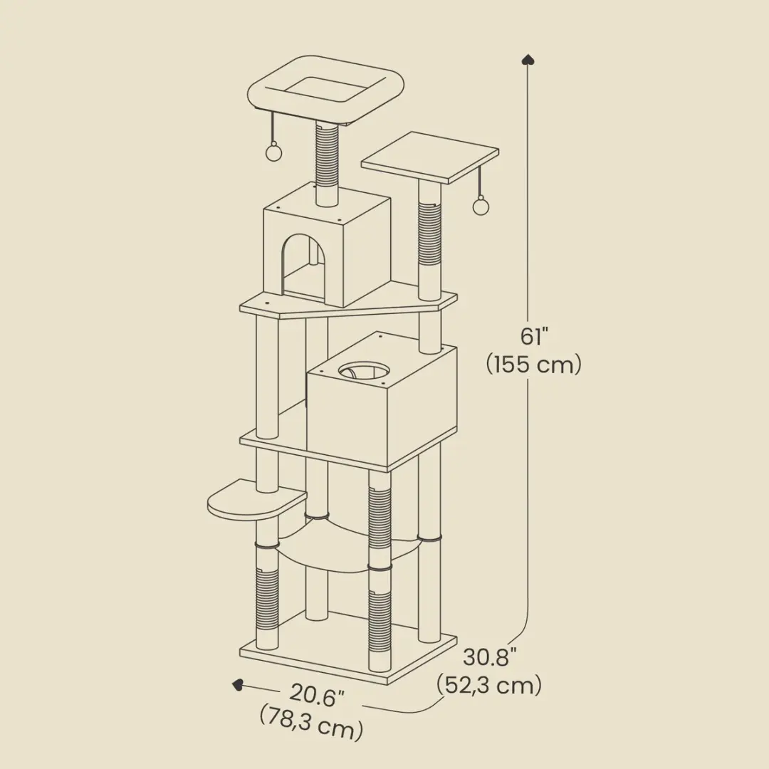 Songmics Krabpaal Pluche Lichtgrijs 155cm