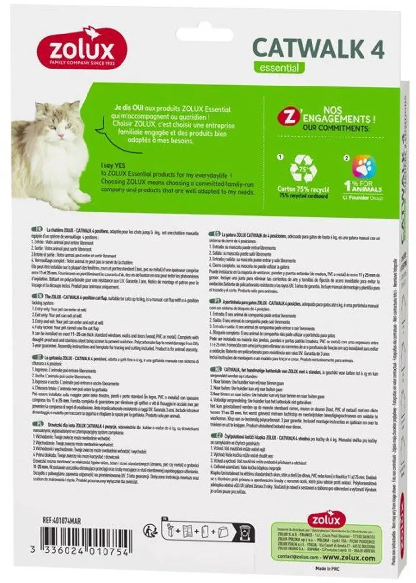 Zolux Kattenluik 4 Posities - UV-bestendig Bruin