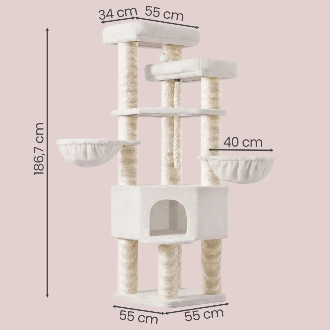 Songmics Krabpaal Wit - 55x55x186,7cm
