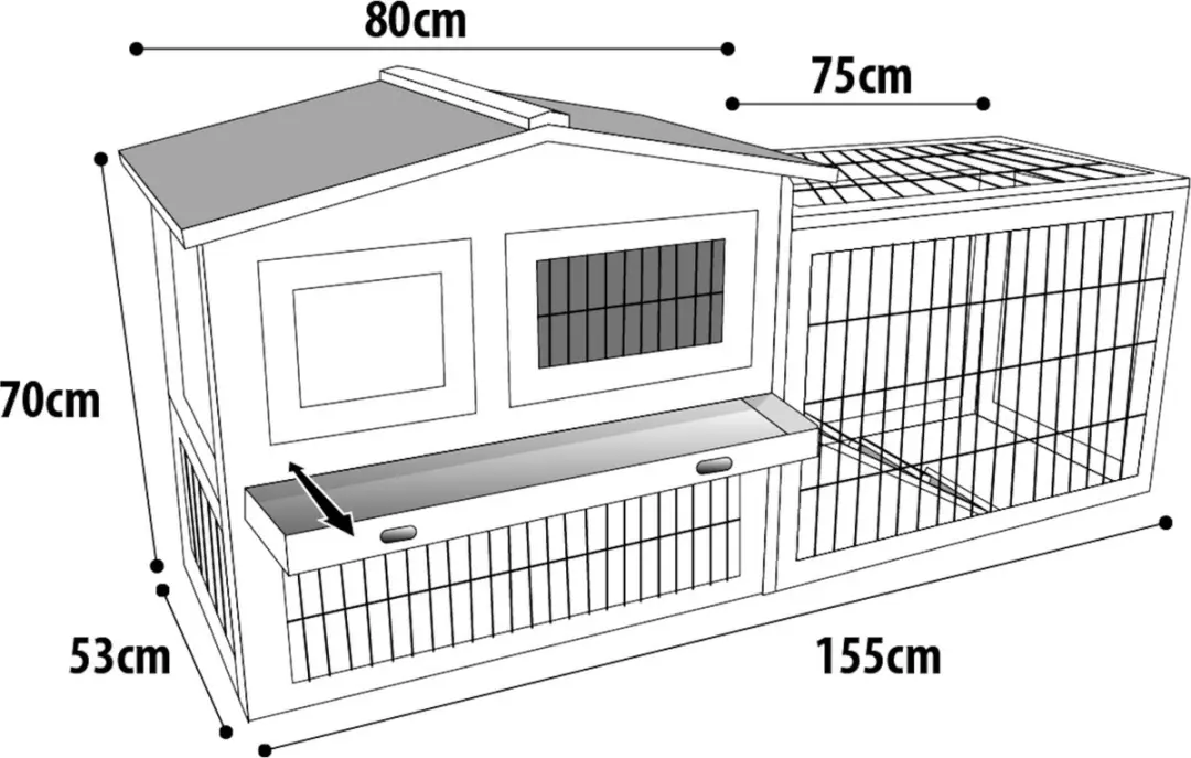 Flamingo Sunshine Cottage Konijnhok 155x53x70cm - Grijs