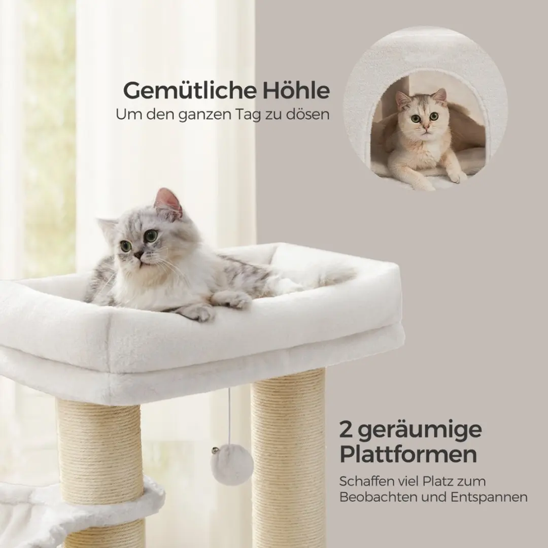 Songmics Krabpaal 160cm - Crème/Wit