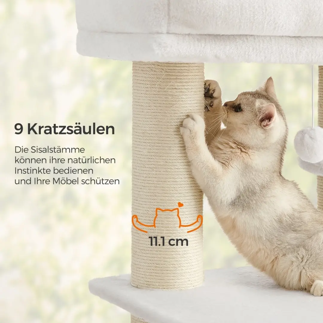 Songmics Krabpaal 160cm - Crème/Wit