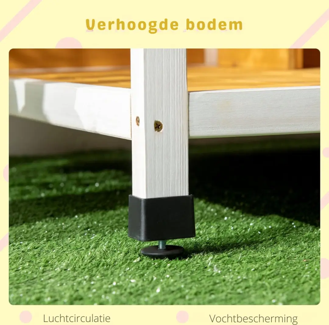Pawhut Hondenhuis Geel/Wit - 1 Verd.