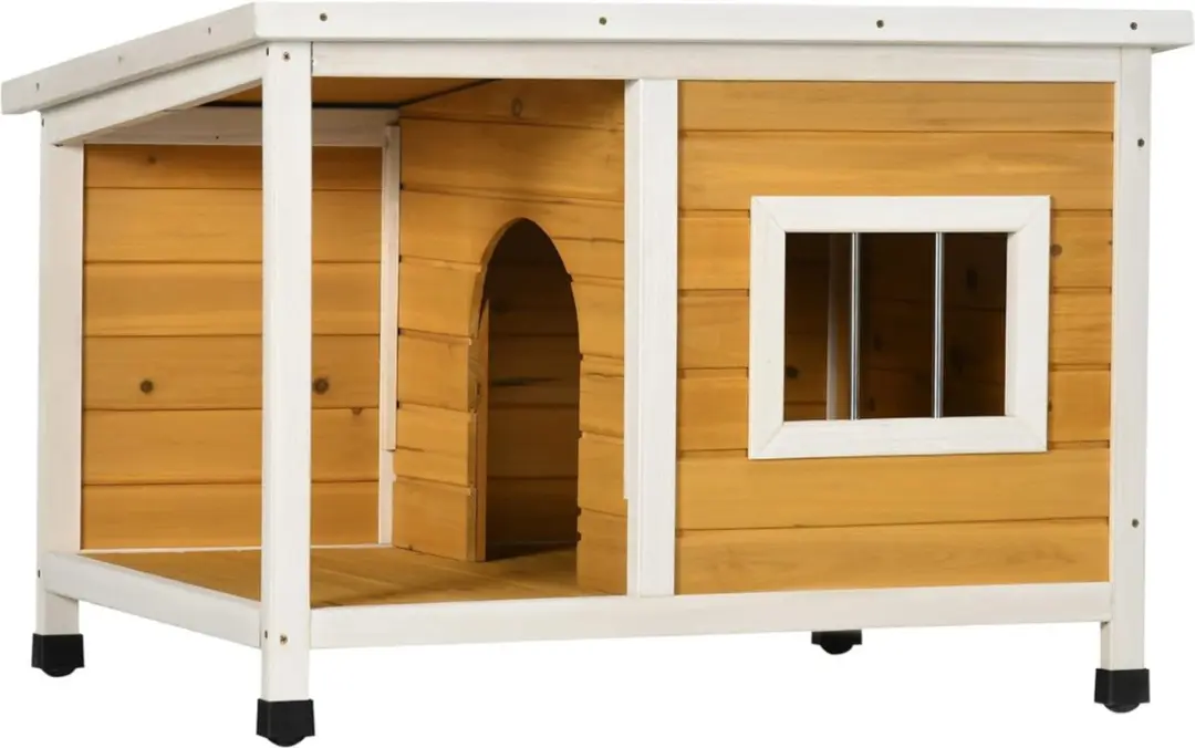 Pawhut Hondenhuis Geel/Wit