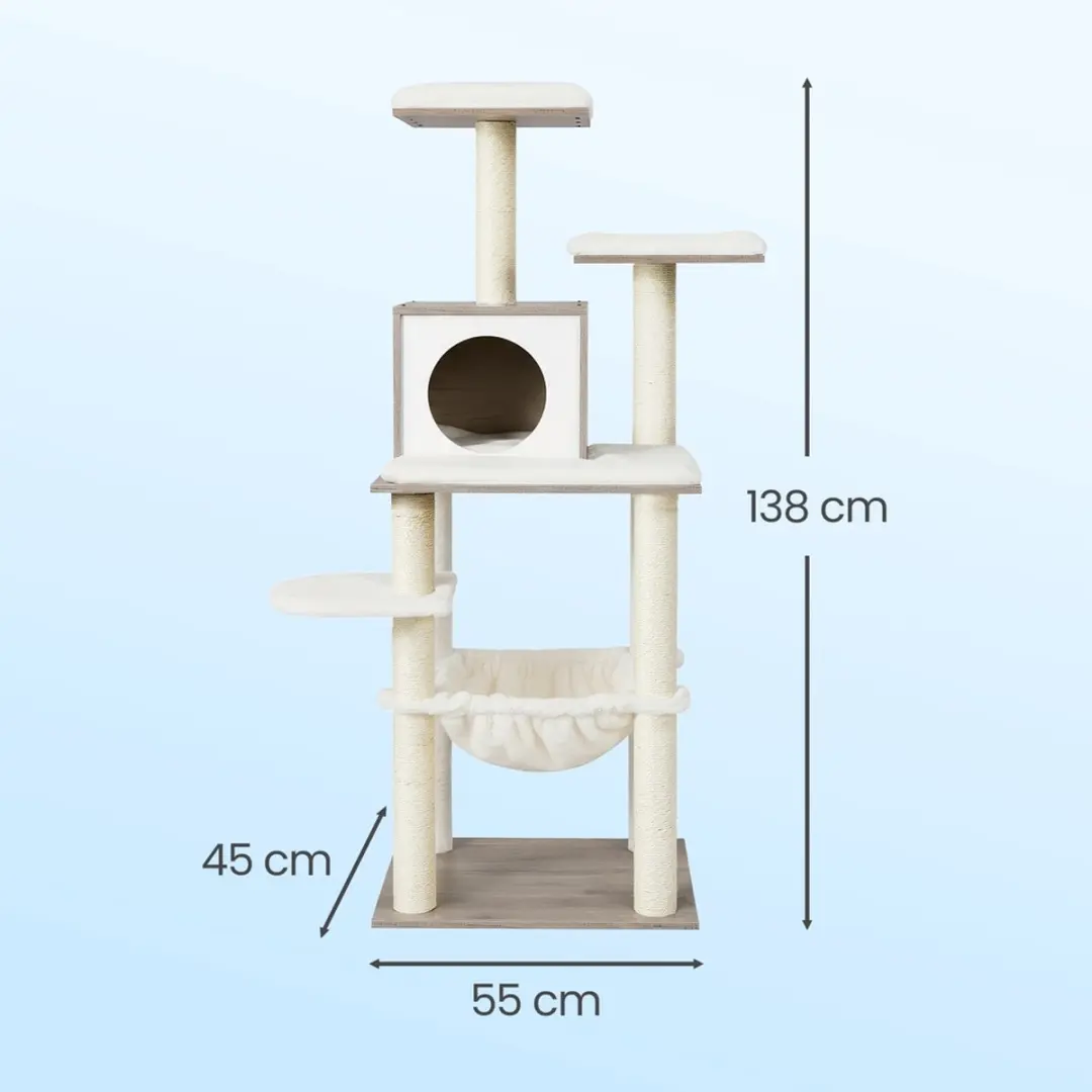 Songmics Krabpaal 138cm - Spaanplaat & Pluche - Antislipkussentjes