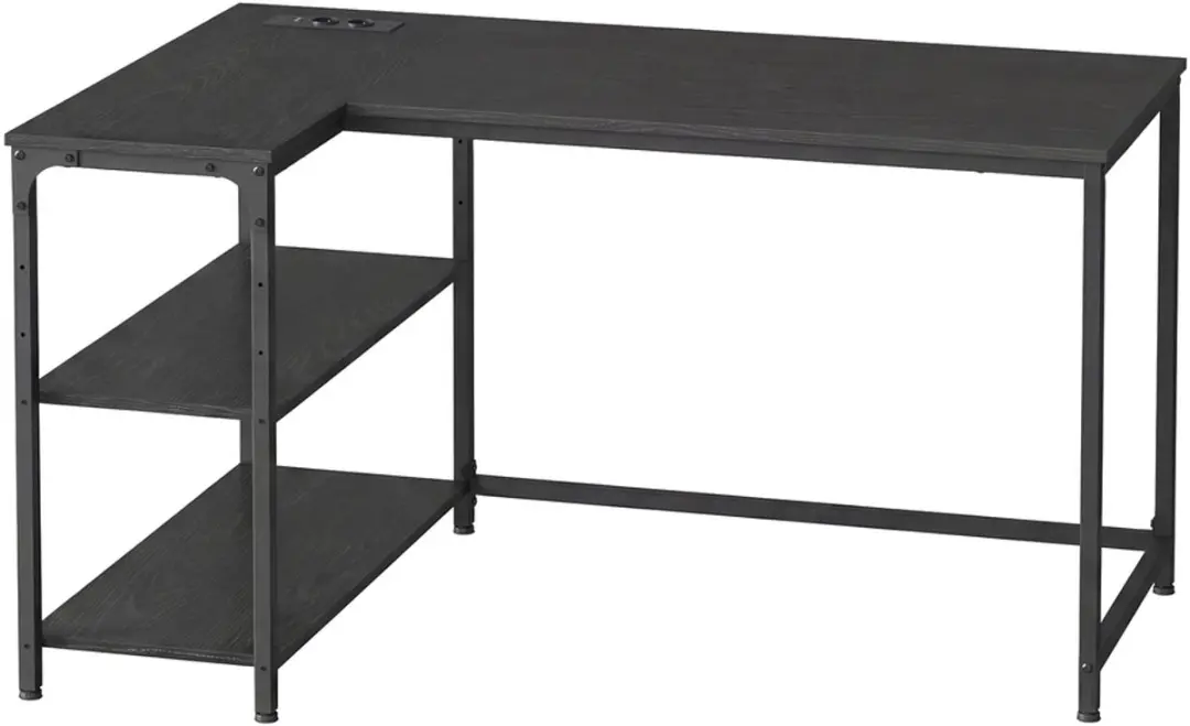 Songmics L-vormig Computerbureau 120x80cm - In hoogte verstelbare plank - USB & stopcontacten