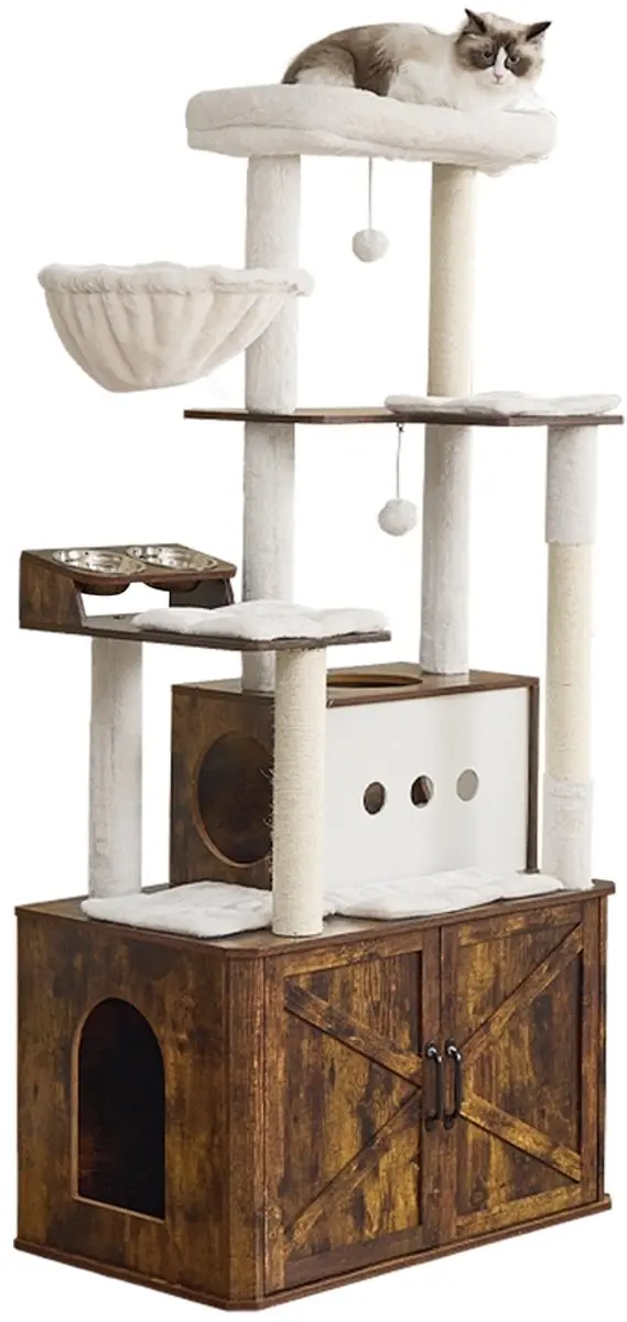 Songmics Krabpaal met Hangmat 170cm - Pluche Kattenhol