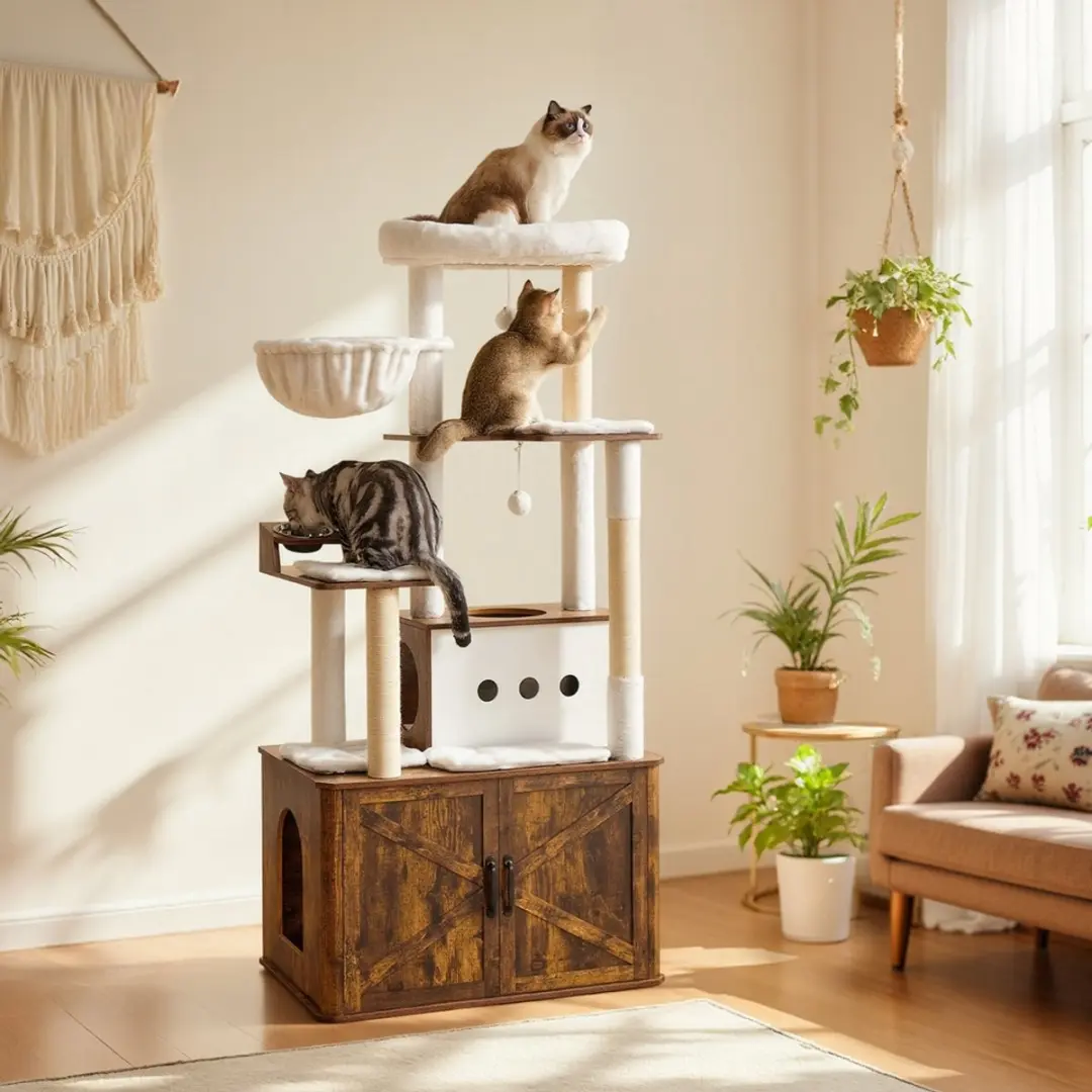 Songmics Krabpaal met Hangmat 170cm - Pluche Kattenhol