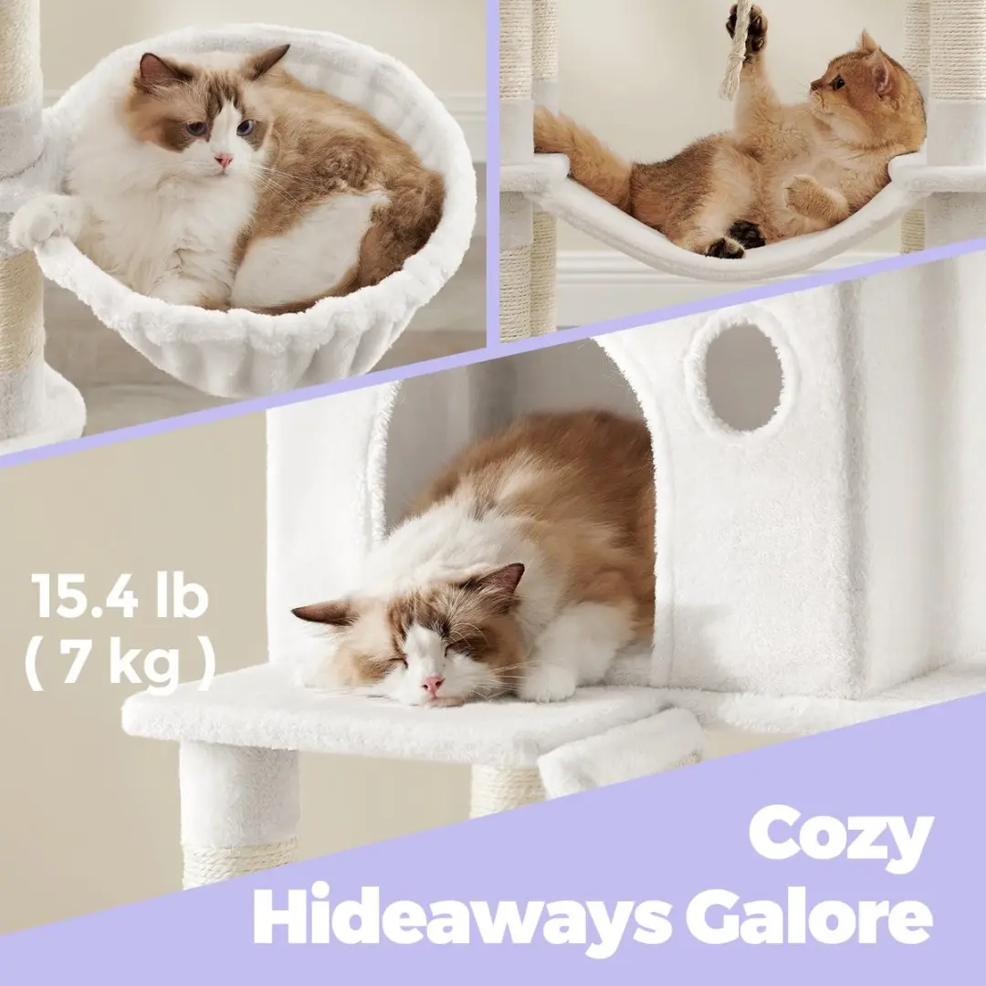 Songmics XL Kattentoren Crèmewit - 13 Krabpalen