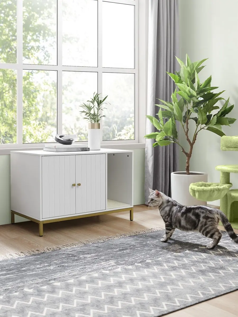 Songmics Kattenbakmeubel Witgoud