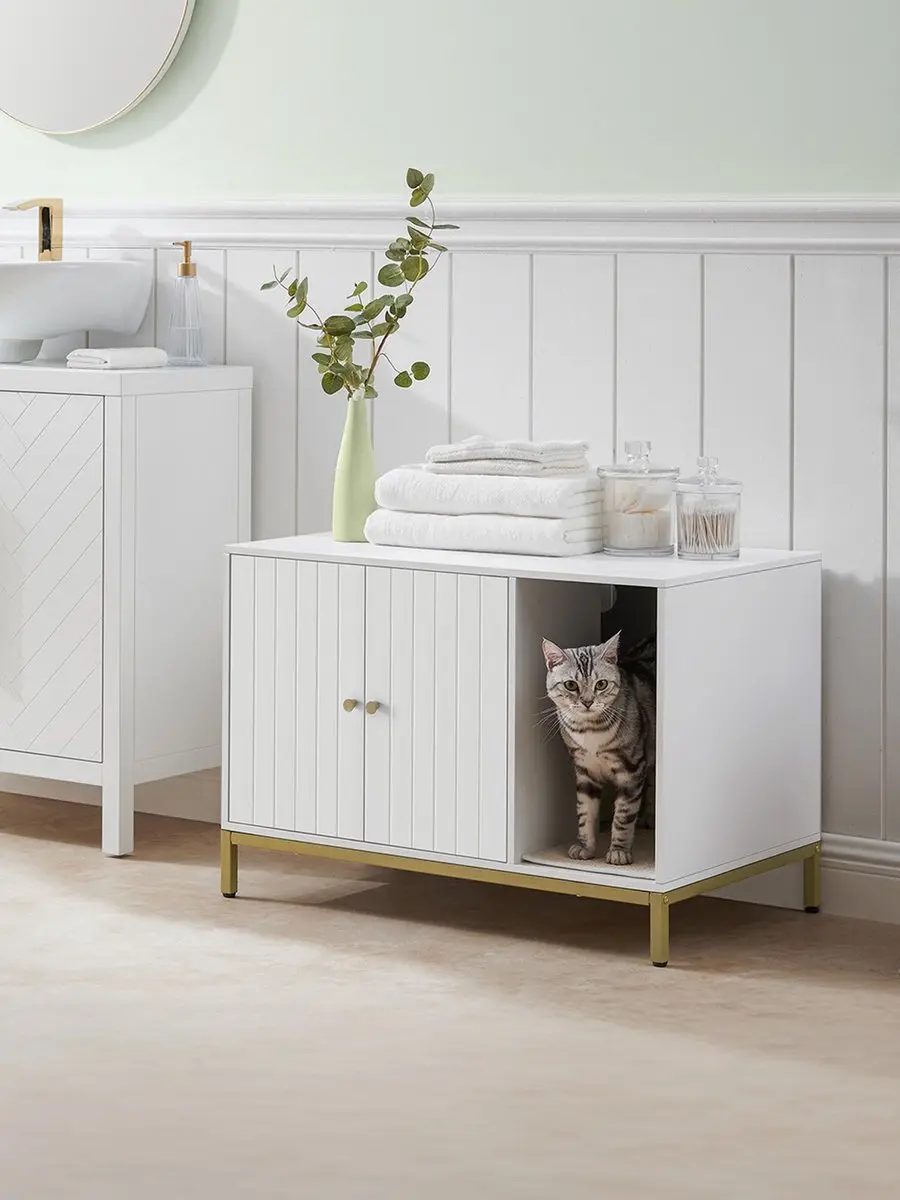 Songmics Kattenbakmeubel Witgoud